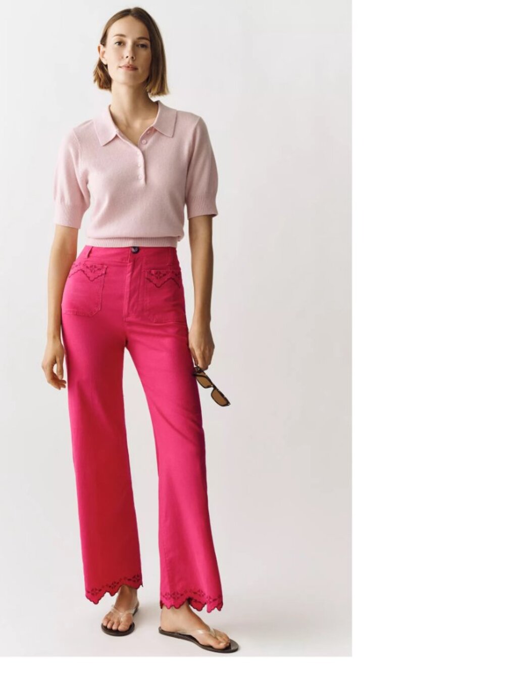 Anthropologie Maeve Colette Lace Trim High-Rise Wide-Leg Full-Length Pants 27